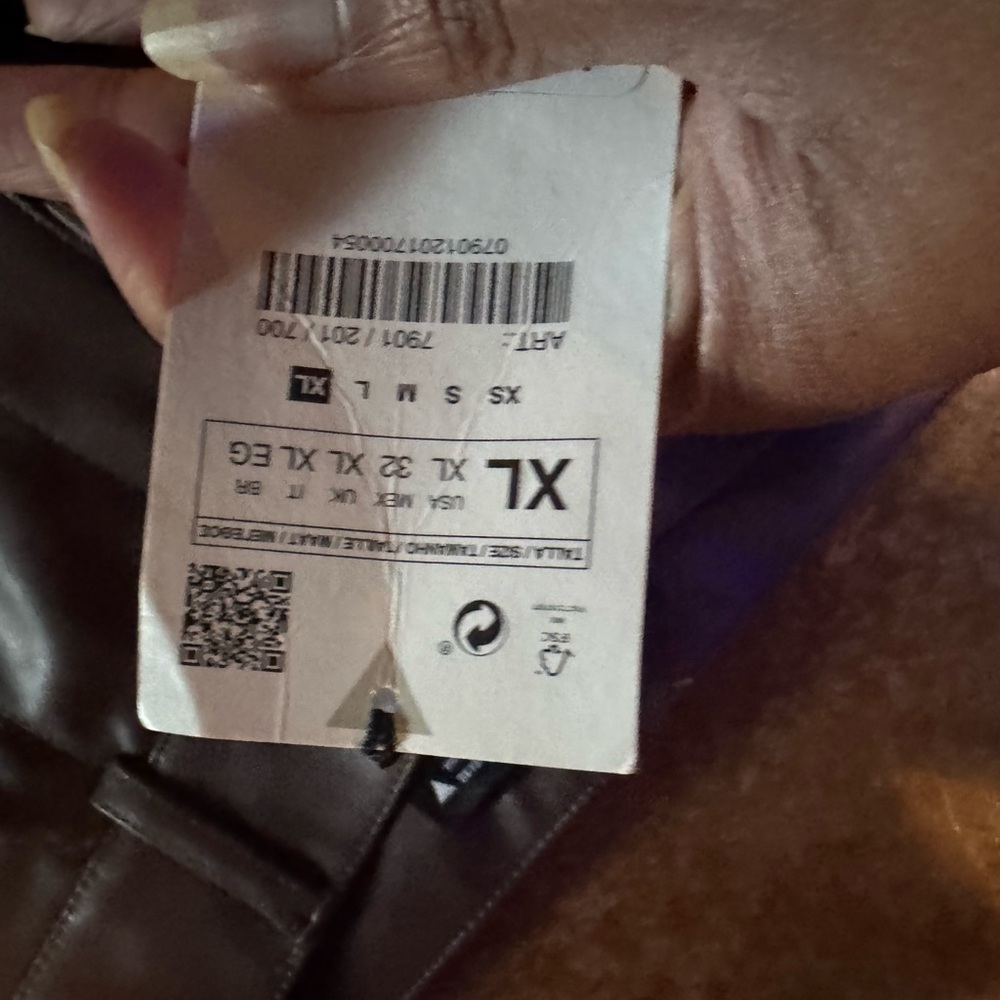 Zara Faux Leather Brown Flare Pants - Picture 6 of 7